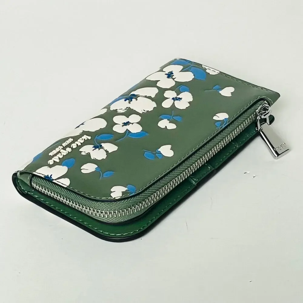 Kate Spade Devin Painterly Bouquet Bifold Wallet Cedar Green Floral - Picture 7 of 8
